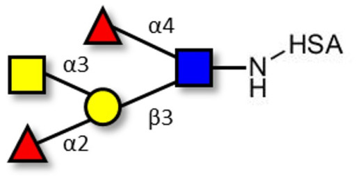 Blood group A Lewis b antigen pentaose type 1 grafted on HSA