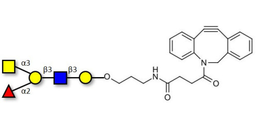 Blood group A antigen pentaose type 1 with DBCO (Linker-DBCO A)