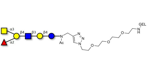 Blood group A antigen hexaose type 2 grafted on gel for affinity chromatography (Linker-GEL A)
