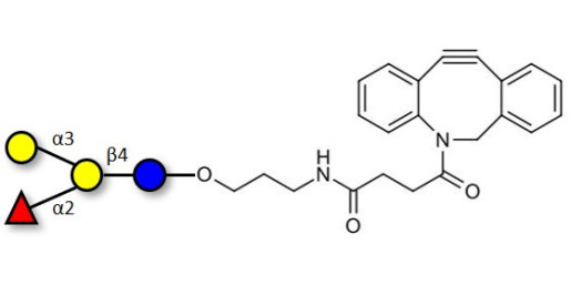 Blood group B antigen tetraose type 6 with DBCO (Linker-DBCO A)