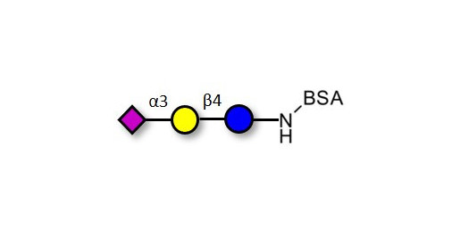 3'-Sialyllactose (3'-SL) / GM3 Ganglioside oligosaccharide grafted on BSA - 3'SL; N-Acetylneuraminoyllactose; (2, 3')-a-Sialyllactose; 3'-a-Sialyllactose; a-Neu5Ac-(2-3)-/3-D. Gal-(1-4)-D-Glc; 3'-N-Acetylneuraminyl-D-lactose