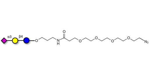 3'-Sialyllactose (3'-SL) / GM3 Ganglioside oligosaccharide with terminal azide (Linker-N3 A) - 3'SL; N-Acetylneuraminoyllactose; (2, 3')-a-Sialyllactose; 3'-a-Sialyllactose; a-Neu5Ac-(2-3)-/3-D. Gal-(1-4)-D-Glc; 3'-N-Acetylneuraminyl-D-lactose