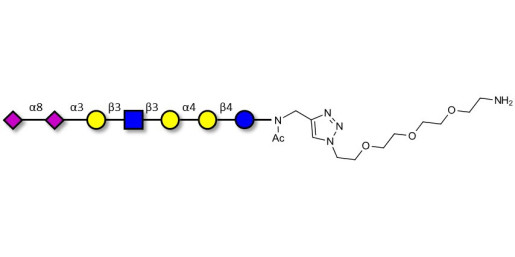 Sialylated Stage-Specific Embryonic Antigen-4 (SSEA-4) hexaose analogue type 1 with free terminal amine (Linker-NH2 B) - Sialylated-SSEA-4 hexaose analogue type 1