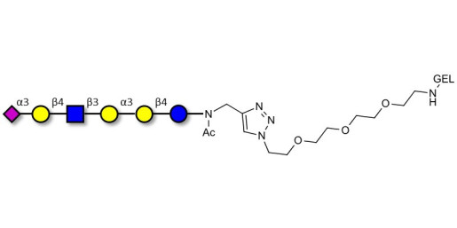 Sialylated isoglobopentaose (Sialylated iGb5) analogue type 2 grafted on gel for affinity chromatography (Linker-GEL A) - Sialylated iGb5 analogue type 2