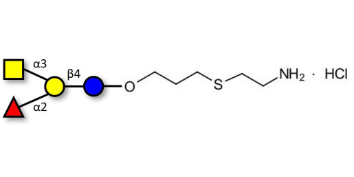 Blood group A antigen tetraose type 6 with free terminal amine (Linker-NH2-E ) - GLY035-3-O-S-NH2-90%