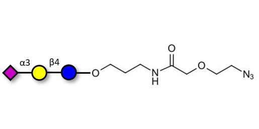 3'-Sialyllactose (3'-SL) / GM3 Ganglioside oligosaccharide with terminal azide (Linker-N3 B) - 3'SL; N-Acetylneuraminoyllactose; (2, 3')-a-Sialyllactose; 3'-a-Sialyllactose; a-Neu5Ac-(2-3)-/3-D. Gal-(1-4)-D-Glc; 3'-N-Acetylneuraminyl-D-lactose
