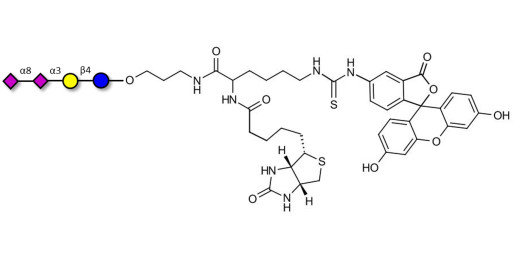 GD3 Ganglioside oligosaccharide / Disialyl lactose (DSL) linked to biotin and fluorescein (Linker-BT-FLUO A) - Disialyl lactose ;DS-L