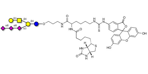 GT1c Ganglioside oligosaccharide linked to biotin and fluorescein (Linker-BT-FLUO A)