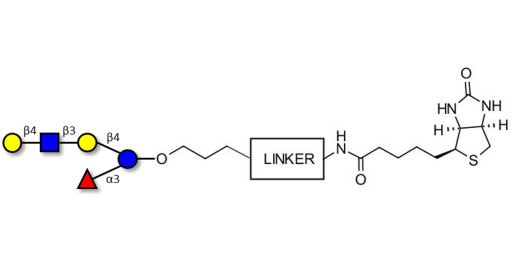 Lacto-N-fucopentaose VI (LNFP-VI) linked to biotin with cleavable linker (Linker-CLBT A)