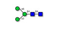 Man3 (>90% HPLC) - M3 ;
Oligomannose-3 ;
Mannotriaose-di-(N-acetyl-D-glucosamine) ;
Man-3 N-linked oligosaccharide ;
Man3(GlcNac)2 ; M3N2 ; (Man-3) glycan