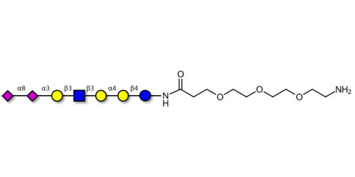 Sialylated Stage-Specific Embryonic Antigen-4 (SSEA-4) hexaose analogue type 1 with free terminal amine (Linker-NH2 F) - Sialylated-SSEA-4 hexaose analogue type 1