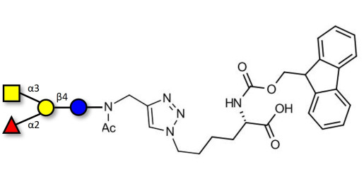 Blood group A antigen tetraose type 6 linked to Fmoc-Lysine (Linker-Lys A)