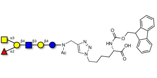 Blood group A antigen hexaose type 2 linked to Fmoc-Lysine (Linker-Lys A)