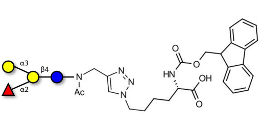 Blood group B antigen tetraose type 6 linked to Fmoc-Lysine (Linker-Lys A)