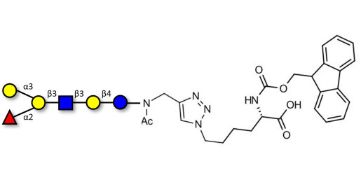 Blood group B antigen hexaose type 1 linked to Fmoc-Lysine (Linker-Lys A)